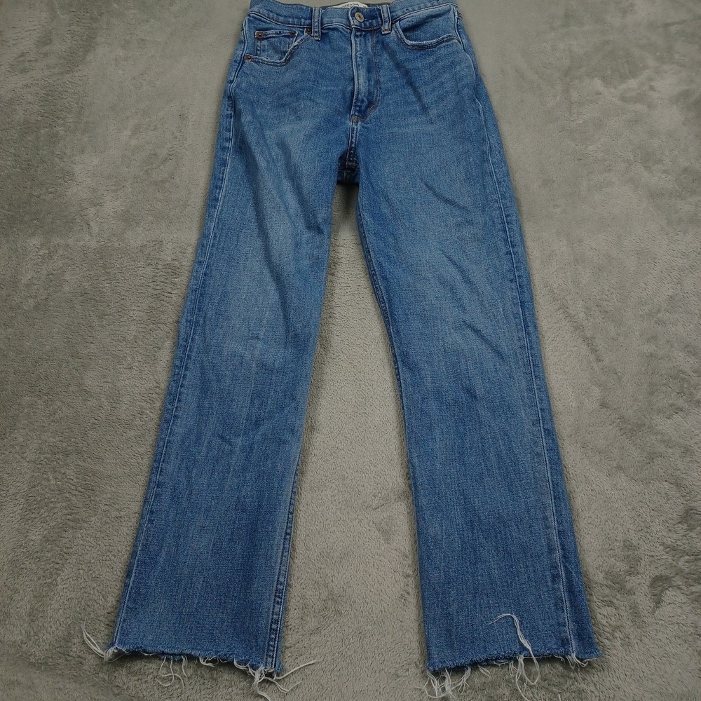 Abercrombie‎ Fitch Jeans Womens 25 Blue Distressed Straight High Rise Casual